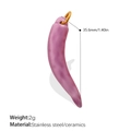 Purple ceramic chili pepper charm with gold loop for DIY jewelry making 35.6mm - Purple Chili Pendant (PJ1544PEG)