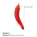 Ceramic red chili pepper pendant with stainless steel ring for DIY jewelry making - Red Chili Pendant (PJ1544RDG)