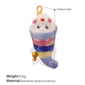 Colorful striped ceramic ladybug pendant with stainless steel ring for DIY jewelry making - Striped Character Cone (PJ1545CRG)
