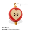 Ceramic apple slice charm with gold stainless steel details, weight 3.3g and length 24.5mm - Apple Slice Shape (PJ1546CRG)