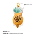 Handcrafted pineapple ceramic pendant with yellow glaze and gold-plated stainless steel ring - Pineapple Shape Pendant (PJ1547CRG)