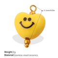 Yellow heart-shaped ceramic pendant with smiley face and stainless steel ring detail - Smiley Yellow Heart (PJ1548YWG)