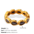 Anillo de acero dorado talla 6 con circonitas grises en forma de gota de agua - US 7 / Estilo Gota de Zirconia Negra