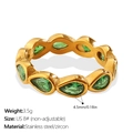 Bague en acier doré sertie de zircons verts en forme de goutte taille US 8 - US 6 / Style Goutte d'Eau Zircon Vert