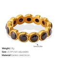 Bague en acier inoxydable doré avec zircons noirs ronds en taille US 6 - US 6 / Style Rond Zircon Noir
