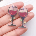 Pair of acrylic wine glass charms with festive string lights for DIY jewelry making - Wine Glass Style / Red