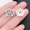 Colgante de pentagrama de aleación de plata vintage para collares y joyas DIY - Estilo Pentagrama a Rayas (10934)