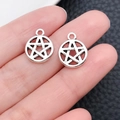 Par de colgantes de pentagrama en plata antigua para creación de joyas artesanales - Pentagrama Redondo Pequeño (12131)