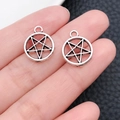 Dijes de pentagrama en plata antigua de aleación estilo vintage para creación de joyas DIY - Pentagrama Redondo Clásico (13874)