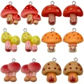 Colorful resin mushroom charms in various shades with silver loops for DIY jewelry making - Series Assorted (SN1564)