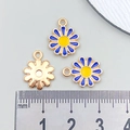 Blue daisy enamel charm pendant 15mm with polished back for DIY jewelry making - Blue Small Daisy Flower