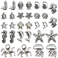 Antiek zilveren oceaan kralen met zeepaardje en zeester voor DIY sieraden maken - Oceaan Serie Tussenkralen Stijl (SN1548) / Antiek Zilver