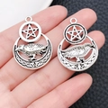 Colgantes de pentagrama cuervo luna en aleación plata antigua para joyería DIY - Estilo Pájaro Pentagrama (18732)