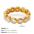 Bague éternité en acier inoxydable doré sertie de zircons ronds taille US 6 - US 6 / Style Rond Zircone Blanche