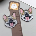 Close-up of a double-sided acrylic French Bulldog pendant for DIY jewelry and keychains - White French Bulldog (23993)