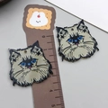 Detail of acrylic cartoon cat charms with blue eyes and scale ruler showing 2.5cm size - Light Brown Maine Coon (23994)