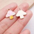 Pink and white dotted enamel mushroom pendant with gold finish for DIY jewelry - Pink Enamel Mushroom (14x16mm) / Pink