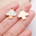 Blue mushroom oil drop alloy charm showing front and back details for jewelry DIY - Lake Blue Enamel Mushroom (14x16mm) / Lake Blue