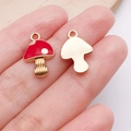 DIY mushroom house alloy charm with red enamel finish and golden back for jewelry making - Red Enamel Plated Mushroom (11x17mm) / Red