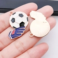 DIY alloy soccer ball and blue goalie glove charms with gold plating for jewelry making - Soccer Gloves (25759) / 1 Piece (25x30mm) / White
