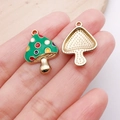 Colorful drip oil mushroom alloy charms for DIY necklace and bracelet jewelry making - Colorful Dots Green Mushroom (23x16mm) / Green