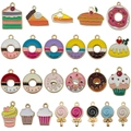 DIY jewelry set featuring 22 colorful alloy dessert charms including cake and donut - Mixed Sweet Treats Style (SN1558)