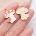 Orange mushroom charm with white dots in rose gold finish for DIY jewelry - White Thanksgiving Mushroom (23x18mm) / White