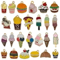 Variety set of 24 food-themed enamel charms including burgers, fries and sweets for DIY - Mixed Fast Food And Drinks Style (SN1560)