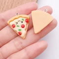 Miniature resin pizza pendant with cute winking cartoon face and silver metal loop - Yellow Triangle Emoji Pizza (17079)