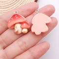 Orange resin mushroom pendant charm with spots and metal ring for DIY jewelry making - Pink Play Food Mushroom (24774)
