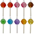 Lot de 10 pendentifs sucettes en résine colorée avec paillettes et anneaux en argent - Mélange 8 Styles Sucettes En Résine