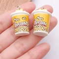 Miniatuur popcorn emmer hangers van hars met metalen lussen voor DIY sieraden maken - Popcorn (23936) / 1 Stuk (27x18x18mm) / Geel