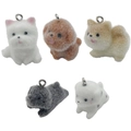Miniature flocked dog charms in five colors with metal rings for DIY jewelry and keychains - Mixed Puppy Set Style (SN1221)