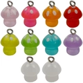 Set di 10 ciondoli a fungo colorati in resina luminosa con anelli in metallo per gioielli fai da te - Stile Multicolore Misto