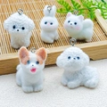 Cute flocked animal charms including corgi and rabbit for DIY accessories and keychains - Cat Dog And Rabbit Set Style (SN1198)