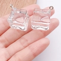 Realistische hars ijsblokje bedels met zilveren metalen ringen voor DIY sieraden maken - Groot Ijsblokje (24109) / 1 Stuk (19x17x17mm) / Helder Wit