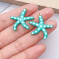 Detail of mint green starfish pendant with white polka dots for DIY jewelry making - Green Polka Dot Style / Large