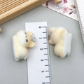 Miniature flocked resin cat charms with yellow and white fur texture and metal ring - Lying Puppy Style (23137) / Light Yellowish Brown