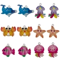 Set of 12 colorful resin sea animal charms including octopus and starfish for DIY crafts - Mixed 12 Resin Marine Series (SN1562)