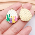Easter egg rabbit charm with white enamel finish and gold star accents for DIY jewelry - White Long Ear Rabbit Egg (23089)