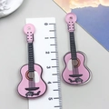 Pink acrylic music guitar charm 4.5cm pendant for DIY jewelry and keychain - Purple Double Sided Printed Music Guitar (24041)