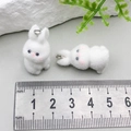 Cute white flocked resin bunny pendant charm for DIY keychain and jewelry making - Rabbit Style (22933)