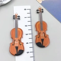 Two orange acrylic violin pendants with double-sided print, 50mm size for jewelry DIY - Purple Double Sided Printed Music Violin (24042)