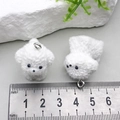 White flocked puppy resin charms with fluffy texture for DIY jewelry making - Standing Bichon Style (22937)