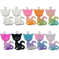Glittery gradient resin cat charms with metal rings for DIY jewelry making set of 10 - 9 Colors Mixed Resin Double Gradient Cat
