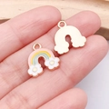 Rainbow cloud alloy pendant charm with colorful enamel finish and gold plated back detail - White Rainbow Flower (25122)