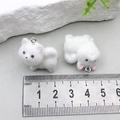 DIY miniature plush white puppy charms with silver metal rings for keychains - Samoyed Puppy Style (23141)