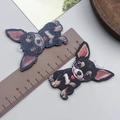 Detail of cute Chihuahua acrylic pendants showing 4.5cm size with double-sided print - Black Double Sided Printed Chihuahua Heart (24026)