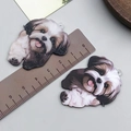 Close-up of cute Shih Tzu puppy acrylic charms showing size scale for DIY jewelry making - Black Double Sided Printed Shih Tzu (24027)