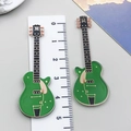 Green acrylic retro electric guitar pendant charm for DIY necklaces and keychains - Green Instrument Guitar Style (24049)